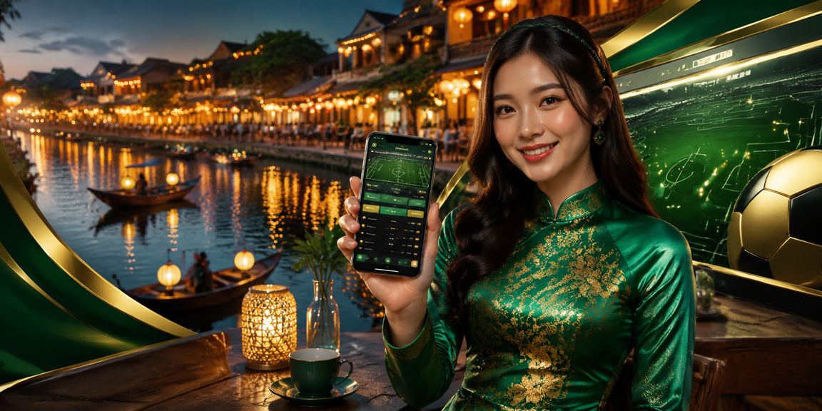 Người dùng trải nghiệm casino di động tại Hội An với trang phục áo dài truyền thống